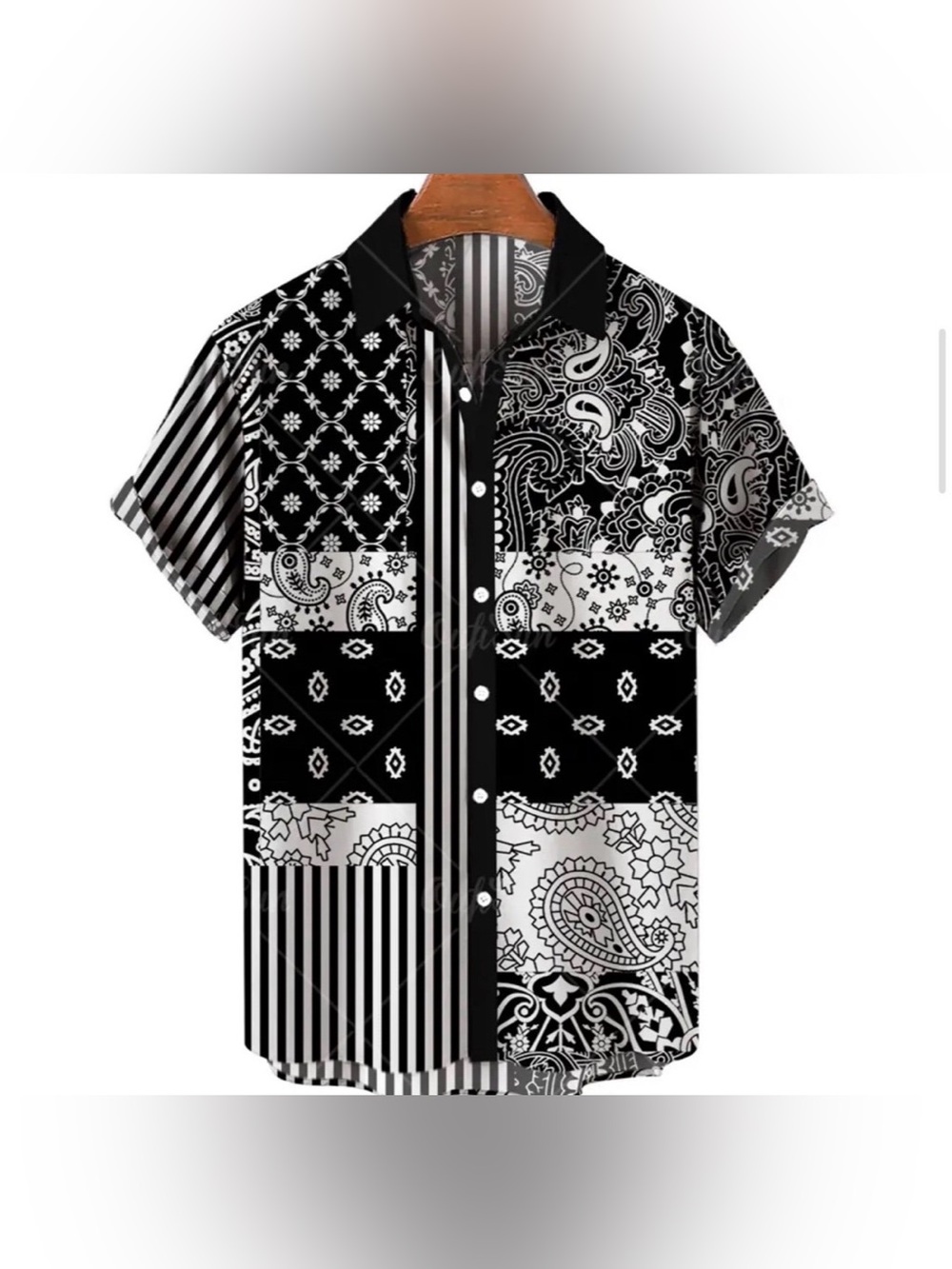 Shirt Size xl Men Hawaiian Bandana Button Down Bowling Shirt Black new